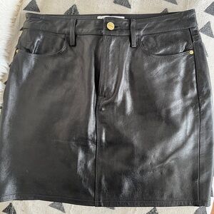 Frame black leather mini pencil skirt 27